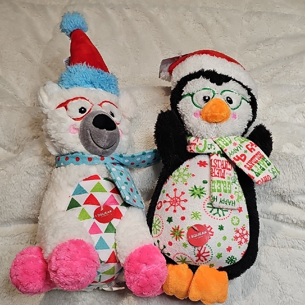 NWT Holiday Time Penguin And Polar Bear Plush Toy